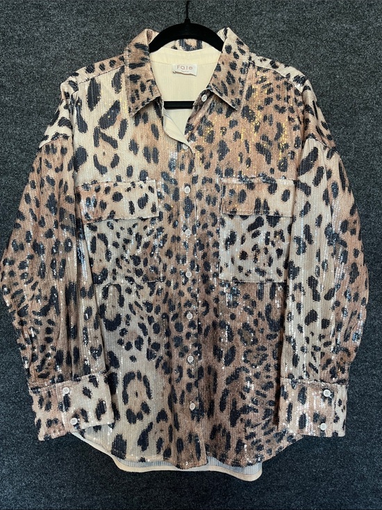 Fate Jackets & Blazers - Fate Leopard Sequin Button-Up Jacket